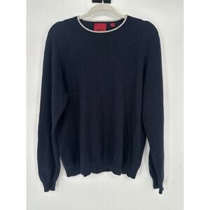 CULLEN Men 100% Cashmere Pullover Sweater Large Navy Blue Preppy Business Luxury